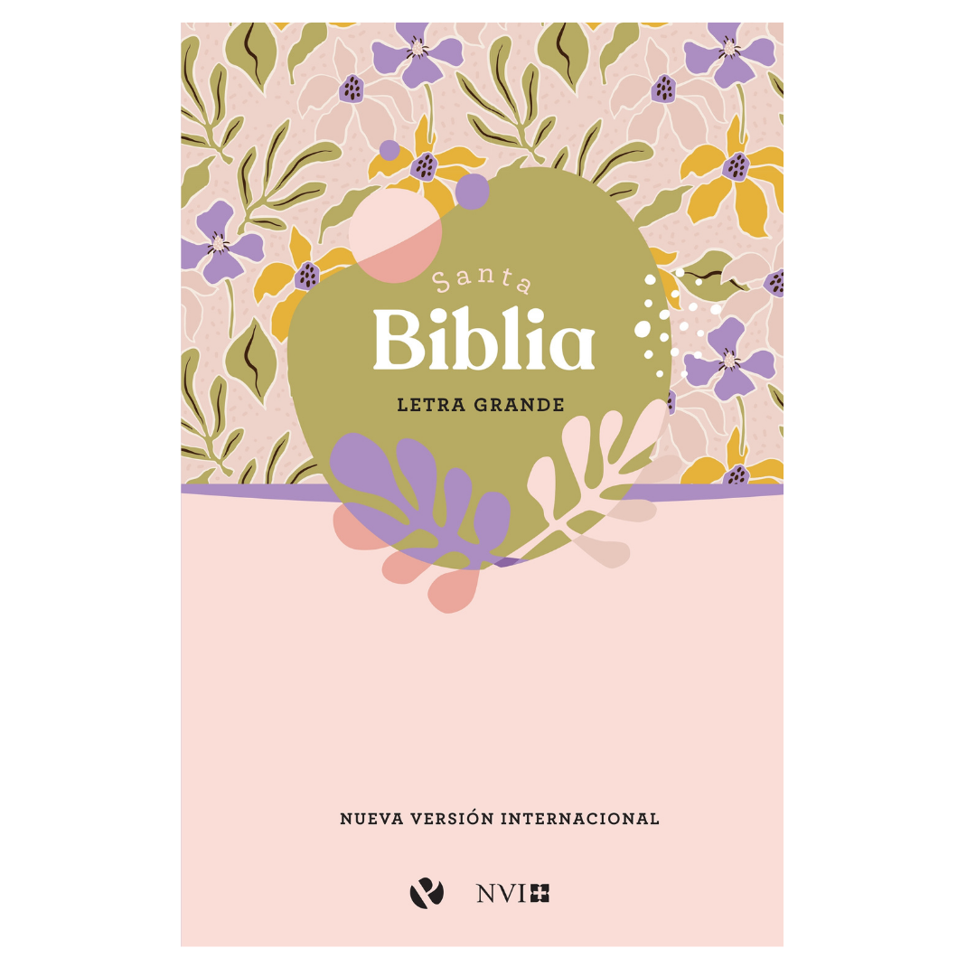 Biblia NVI Manual Letra Grande Tapa Blanda Lila Flores