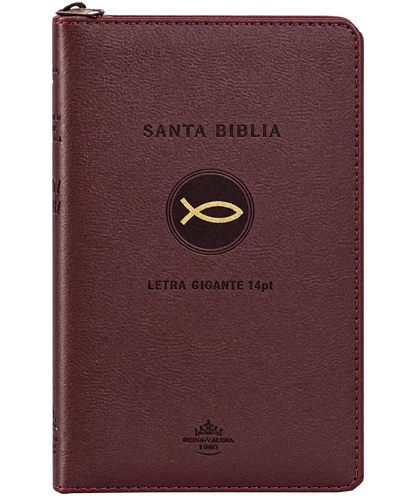 Biblia de Bolsillo, Imitación Piel, Letra Pequeña, Café – Diseño Pez