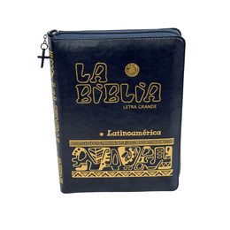 La Biblia Latinoamérica de Lujo Azul, Letra Grande,  Imitación piel, Cierre e Índice.