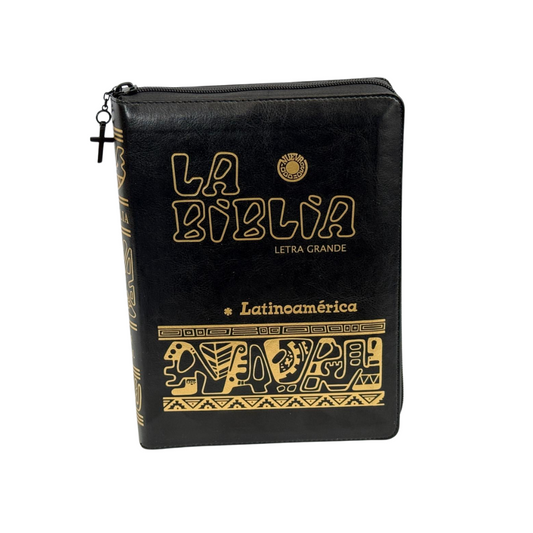 La Biblia Latinoamérica de Lujo Negra, Letra Grande, Imitación piel, Cierre e Índice