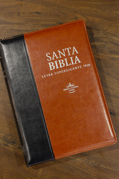 Holy Bible, Super Giant Print, Imitation Leather, Black/Brown 