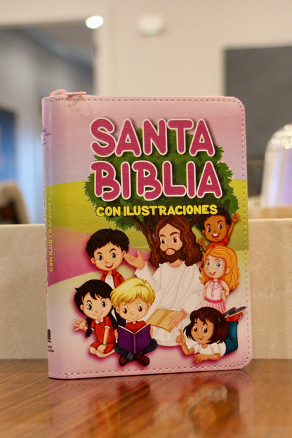 Santa Biblia para Niños, Compacta, Imitación Piel, Rosada