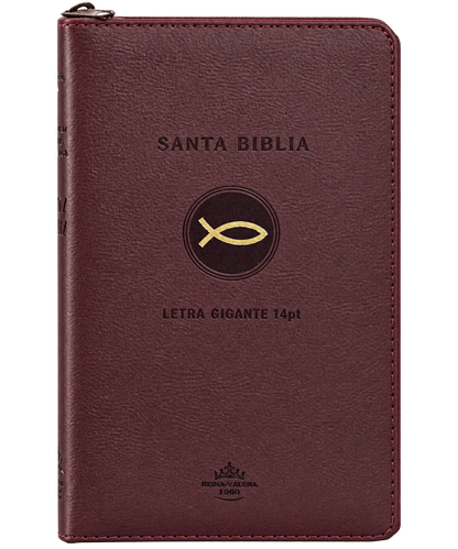 Biblia de Bolsillo, Imitación Piel, Letra Pequeña, Café – Diseño Pez