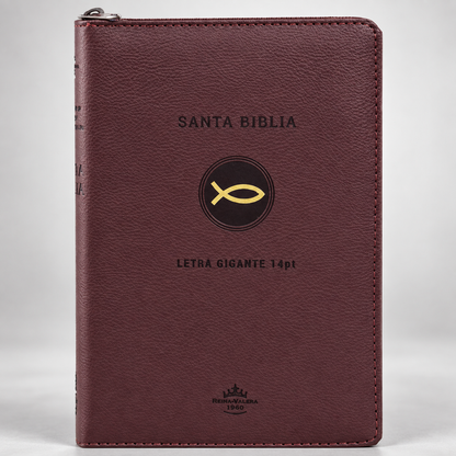 Biblia de Bolsillo, Imitación Piel, Letra Pequeña, Café – Diseño Pez