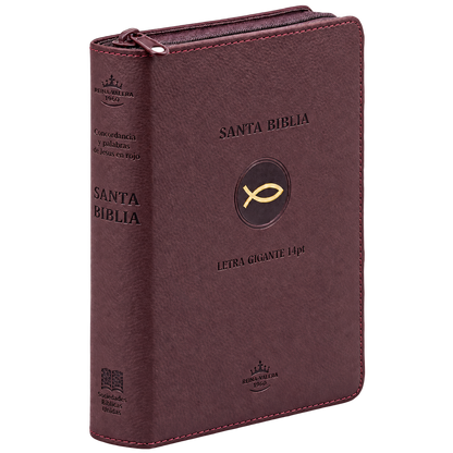 Biblia de Bolsillo, Imitación Piel, Letra Pequeña, Café – Diseño Pez