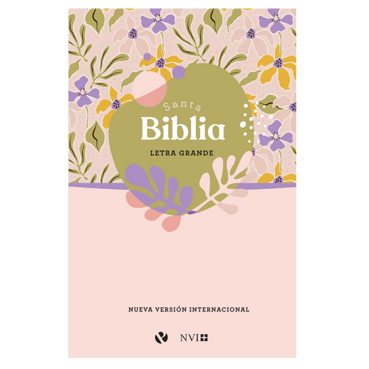 Biblia NVI Manual Letra Grande Tapa Blanda Lila Flores
